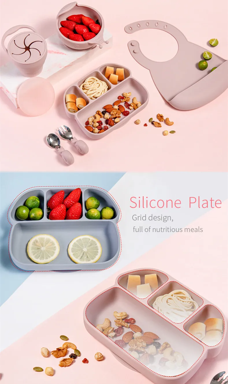 Feeding 5 Pieces Silicone Baby Training Feeding Set