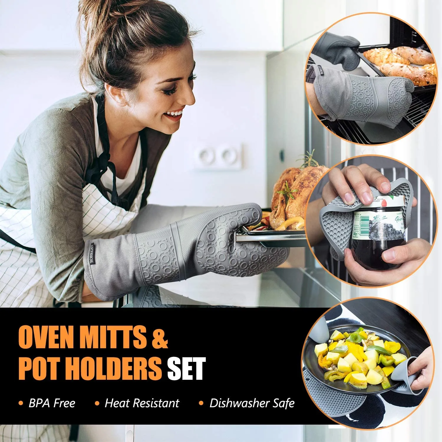 Waterproof Food Grade Silicone Gloves for Cooking